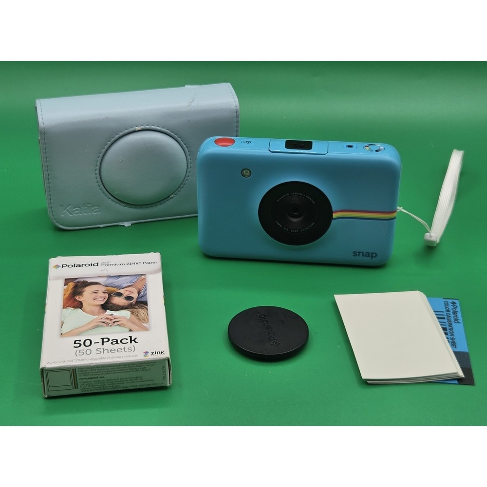 Polaroid Snap Camera Blue /w Zink Paper (60 Sheets) Powers On - For Parts Read
